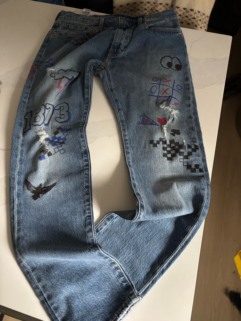 Levi's Light Blue graffiti Relaxed Jeans